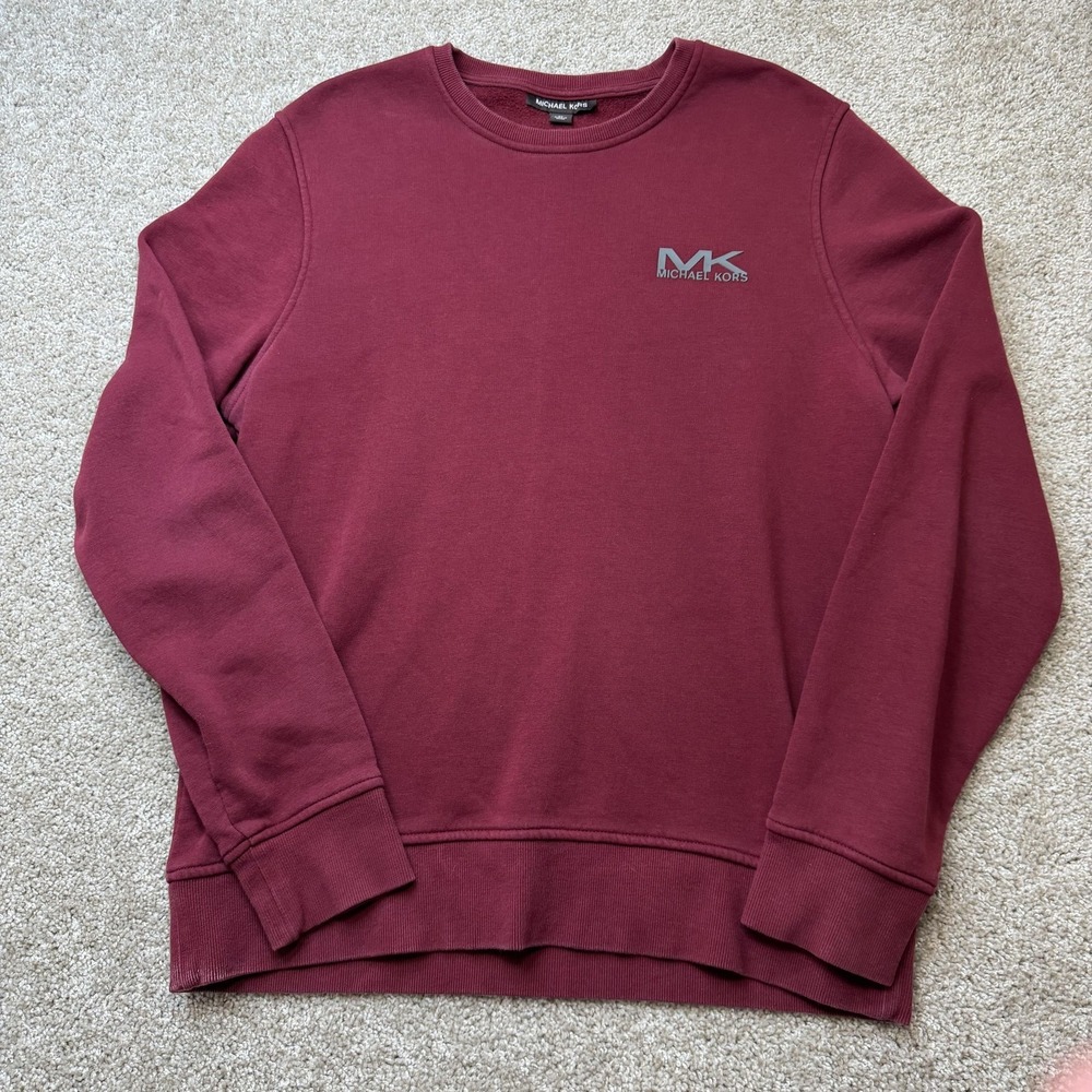Michael Kors Sweatshirt Mens XL Red Fleece Pullover Crewneck MK Logo Designer